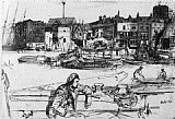 James Abbott Mcneill Whistler Famous Paintings - Black Lion Wharf